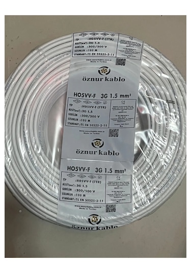 Öznur 3x1,5 Ttr Kablo 5 Metre Beyaz Renk