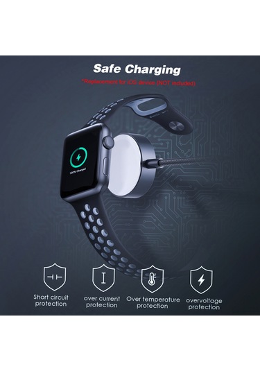 Yaozixa Gri Nilon Dokuma 0.3m  Saat Şarj Kablosu - Manyetik, Dayanıklı, Hızlı Şarj, Taşınabilir Aksesuar