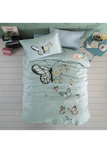 Clasy Ranforce Nevresim Takımı Tek Kişilik Daisy Love V1 Mint