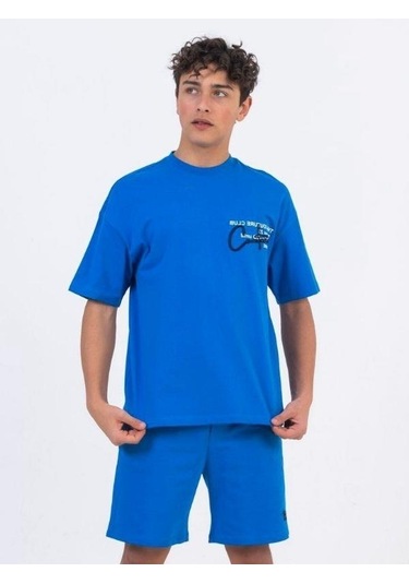Zekids Erkek Çocuk Pamuklu Oversize Kesim Şort-11871-saks Saks Mavi