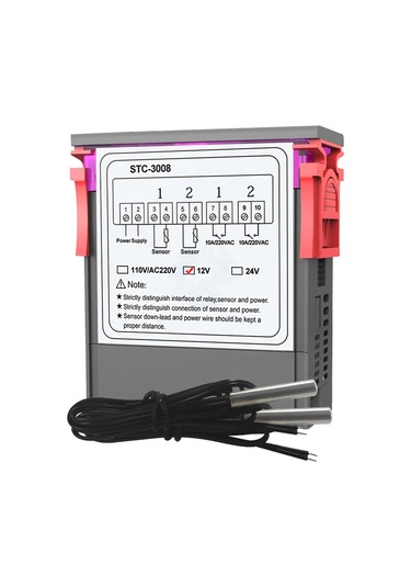 Geeroyoo Stc-3008 Çift Ekranlı Sıcaklık Kontrol Cihazı, Isıtma Soğutma Modlu, Geniş Kullanım Alanı, 12v