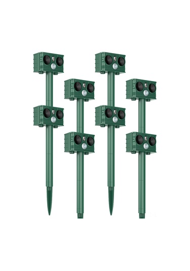 Youtek Solar Güçlü Ultrasonik Hayvan Kovucu - Lazer+led Işık+entegre Li-poly Batarya, 5 Mod, 120 Derece Geniş Açı, Ip54 Su Geçirmez, Koyu Yeşil