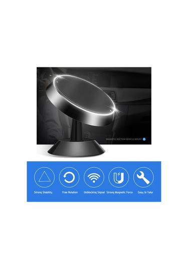 Yuntech01 Alüminyum Alyaşlı Araç Telefon Tutucu, Güçlü Mıknatıs, 360 Dönebilen, Ev/ofis Kullanıma Uygun, Siyah Diğer