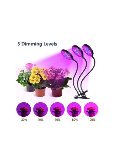 Teltree Bitki Büyüme Lambası Usb Klipsli - 15w 5 Parlaklık 3 Mod Kırmızı/mavi/ikili Işık 360 Esnek 4/8/12saat Zamanlayıcı Ip66 Şarj Adaptörü Hariç Siyah