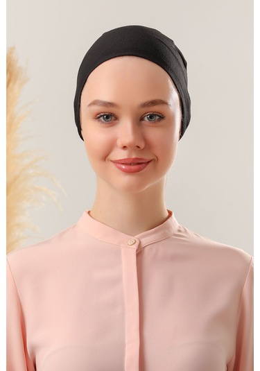 Kadın Tesettür Dikişli Set Bone Siyah 10 Adet Bağlamalı Penye Bone Siyah