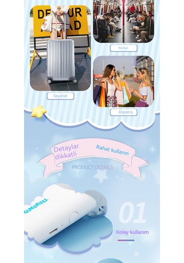 Jian Fan El Tipi Mini Fan Mavi