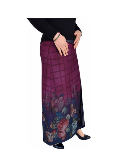 Kadın Uzun Etek Deri Kombinli Bglsz16k206 Vişne