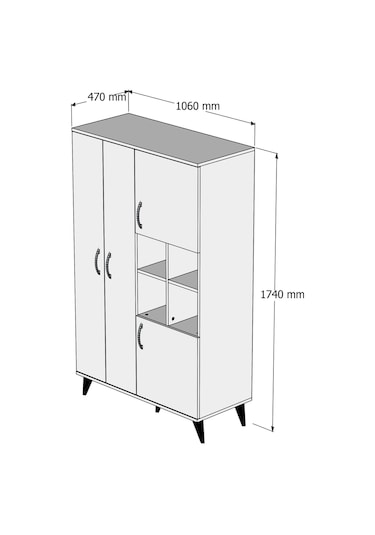 tanmob Maxi 4 Kapaklı Askılıklı Raflı Çok Amaçlı Dolap Çam - Grd0102
