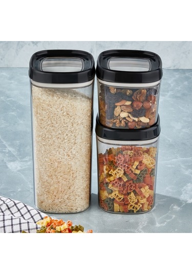 Ceronni Bonny Erzak Saklama Kabı 12li Set 1,8 Lt 1 Lt 600 Ml Siyah Siyah