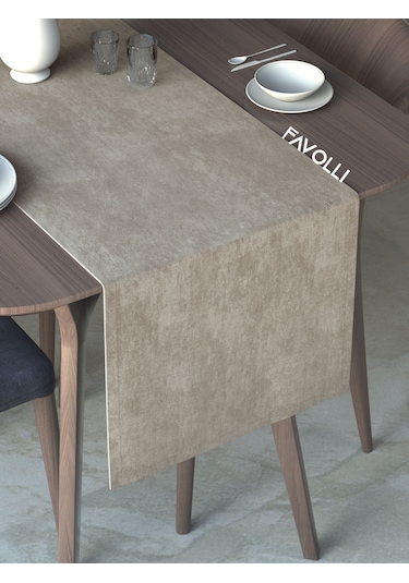 Keten Rengi Kadife Dokulu Runner Dream Series 40 X 140 Keten
