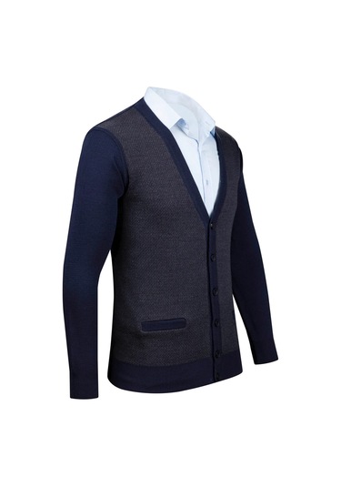 Çizgi Triko Erkek Büyük Beden Desenli Kol Ve Bel Lastikli Çelik Örgü Triko Hırka 5014mb Parlement Parlement Mavi