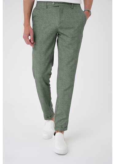 Efor Comfort Fit Kırçıllı Beli Lastikli Yeşil Jogger Pantolon P 1176 Yeşil