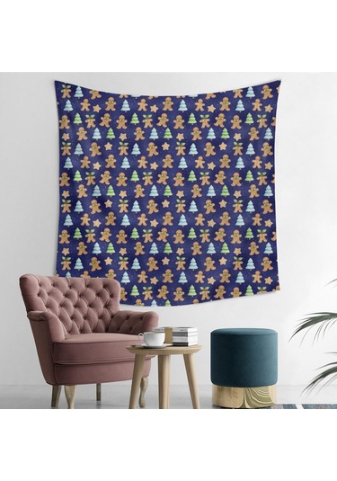 Noel Desenli 50x50 İnç Kare Duvar Halısı, Yumuşak Kumaş, Oturma Ve Yatak Odası Süslemesi İçin