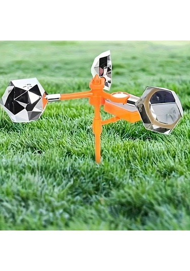 Motion003 Güneş Enerjili Yansıtıcı Rüzgar Değirmeni Kuş Kovucu Cihazı Ses Kutusu Turuncu Bahçe Çiftlik Kuş Kovar Dayanıklı Plastik