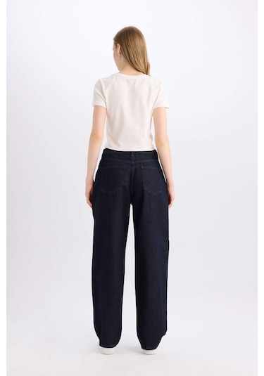 Defacto Baggy Fit Yüksek Bel Uzun Jean Pantolon E0740AX24WNNM34 Mavi