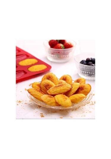 Fastbuy 18 Kaviteli Silikon Madeleine Kalıbı Seti - Mini Kek Ve Bisküvi Pişirme - Kırmızı KIrmızı