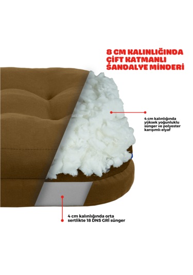 Xpermate 4'lü Çift Kat Sandalye Minderi 42x42x8 Kahverengi
