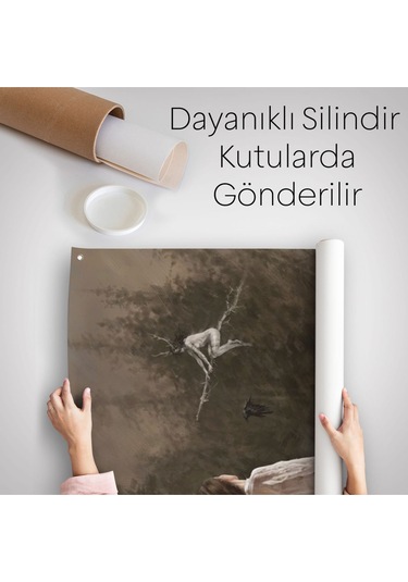 Süpürgeli Cadıya Özenen Kız Dekoratif Duvar Örtüsü - Halısı -6185