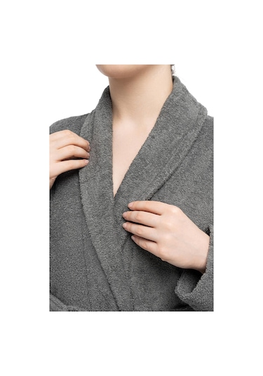 Soley Minerva Extra Yumuşak %100 Pamuk Kadın / Erkek Unisex Bornoz Antrasit