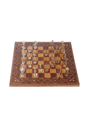 Büyük Boy Metal İngiliz Satranç Takımı Parlak Ve El Yapımı Masif