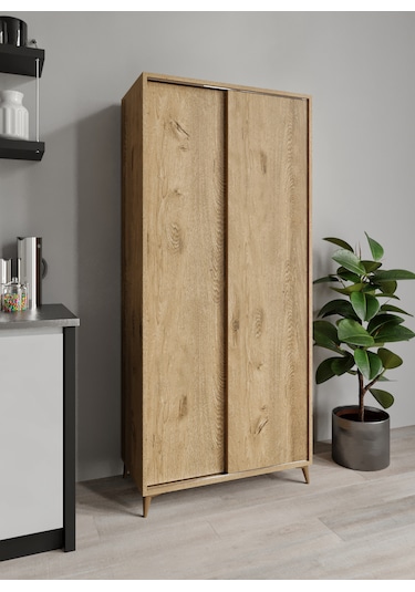 Sürgülü Çok Amaçlı Meşe Mutfak Dolabı, Erzak Dolabı