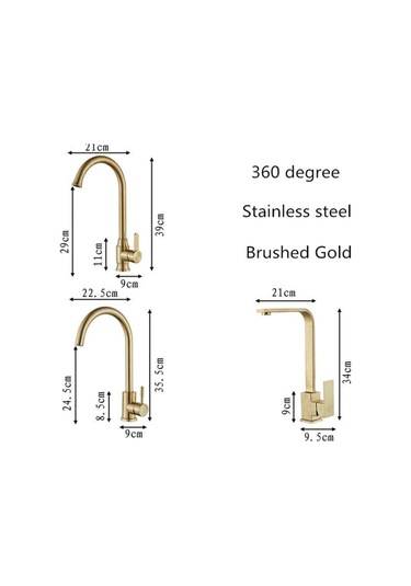 İsaoğlu Yapı Mat Gold Mutfak Bataryası Fırçalanmış Gold Evye Musluğu Kare Armatür Gold