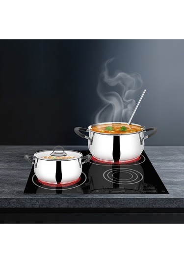 Serenk Modernist 6 Parça Çelik Tencere Seti, 18/10 Paslanmaz Çelik, 18-22-26 Cm