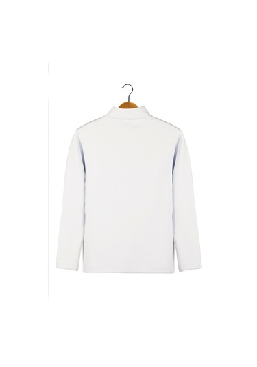 Erkek Beyaz Rahat Kalıp Yarım Fermuarlı Bato Yaka Basic Sweatshirt 21k-5200179-2 Beyaz