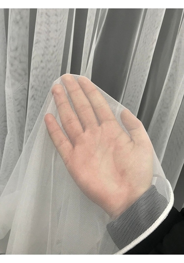 Grek Lüks Tül Petek Zemin 1/2 Seyrek Pileli Ekru
