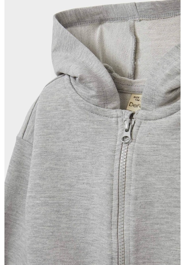 Defacto Erkek Bebek Kapüşonlu Fermuarlı Sweatshirt E8697a525augr93 Gri