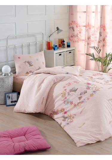 Kolay Ütülenir Nevresim Takımı Tek Kişilik Unicornlar Pembe