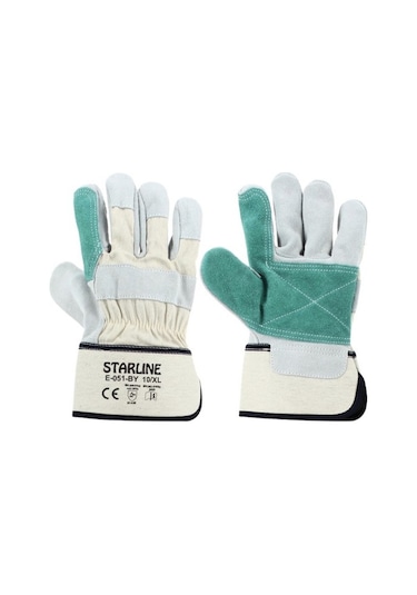 5 Çift Takviyeli Deri Eldiven Starline E-051-by 10 Xl Beden