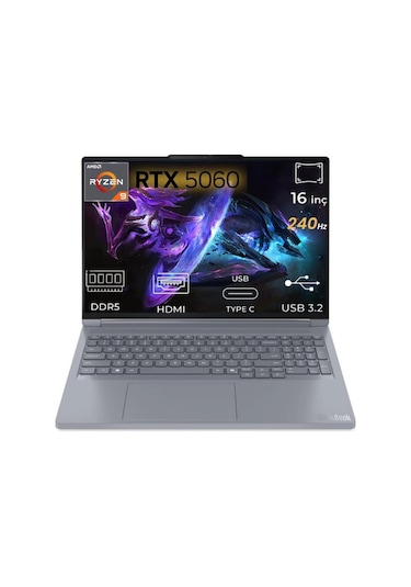 Lenovo ThinkBook 16P G6 ADR 21U00014TX-K12 R9-8940HX 48 GB 4 TB 8 GB RTX5060 16" Free Dos Dizüstü Bilgisayar