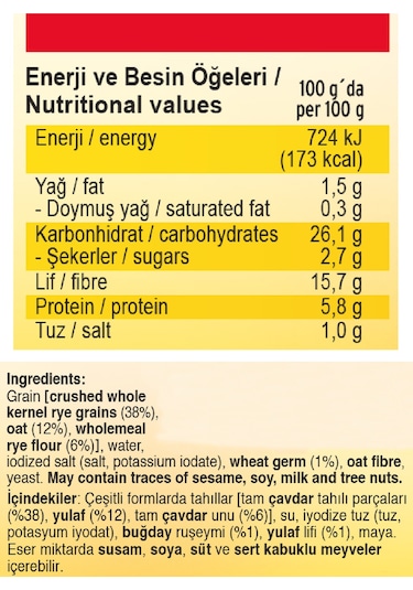 Mestemacher Çavdar ve Ruşeymli Tam Tahıl Ekmeği 500 G