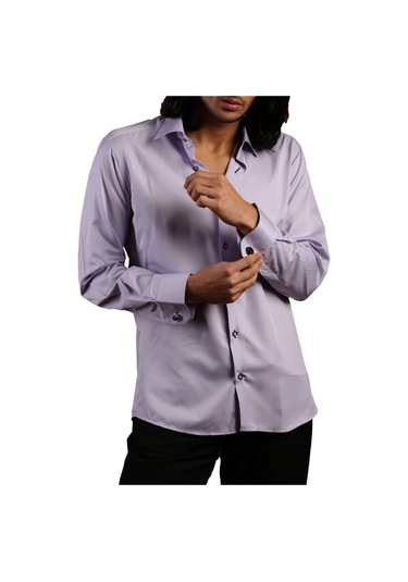 Lila Dar Kesim Micro Kumaş Kol Düğmeli Slim Fit Erkek Gömlek - 201-3 001