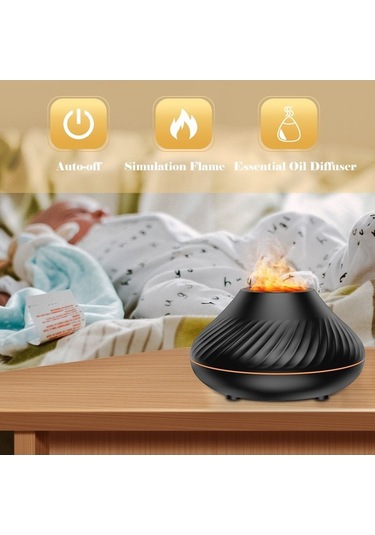 Novahub Renkli Led Alevli Nemlendirici Ve Esans Yağı Difüzörü, Romantik Hava Yumuşatıcı