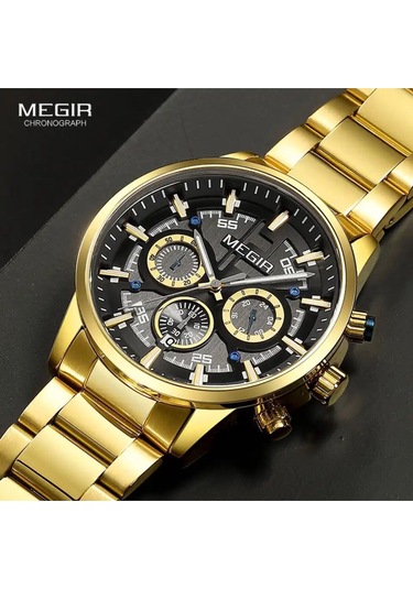 Megır 2220 Tüm Fonksiyonları Aktif Erkek Kol Saati Sarı