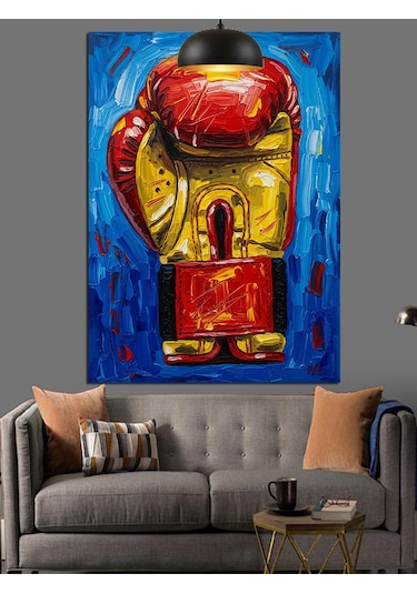 Kırmızı Tek Büyük Boks Eldiveni Dekoratif Kanvas - Mdf Ahşap Tablo