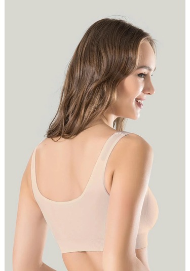 Melonika Kadın Gri Kalın Askılı Çıkarılabilir Pedli Örme Seamless Dikişsiz Basic Büstiyer Çok Renkli