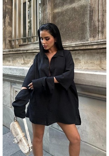 Alina Kol Cut Out Keten Gömlek 3252-08 Si Yah