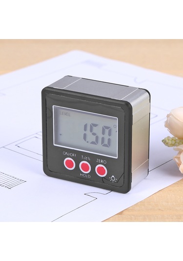 Xindoker Siyah Mini Dijital Eğim Ölçer - 4 90 Aralık, 0.01 Çözünürlük, Ip54 Su Geçirmez, 3 Dairesel Tuş
