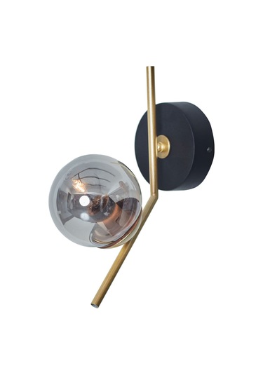 Luzarana Elit Sarı Siyah Metal Gövde Füme Camlı Tasarım  Yatay Aplik