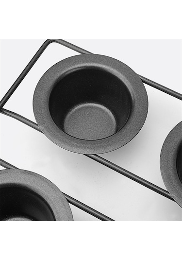 6 Bardak Yapışmaz Popover Tavası Muffin Cupcake Pişirme Kabı Puding Tavası Siyah