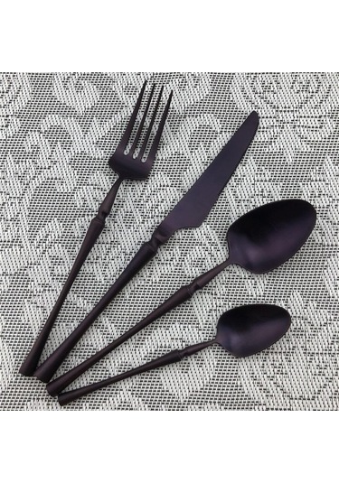 Agoodshop Çok Renkli Yeni Paslanmaz Çelik Mor Çatal Bıçak Kaşık Seti Mat Parlatma Siyah Yemek Takımı Seti Sofra Yemek Bıçağı Çatal Çorba Çok Renkli Çok Renkli