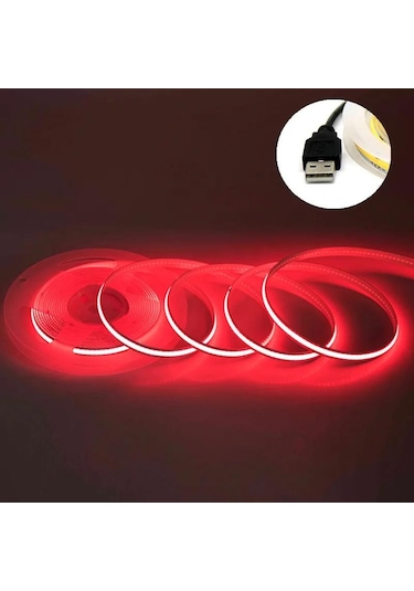 Kırmızı Dc 5v Usb Cob Şerit 320leds/m Beyaz/buz Mavisi/pembe/sarı/pembe/kırmızı Esnek Şerit Halat Gece Lambası Tv Arkaplan Led Şerit 1m