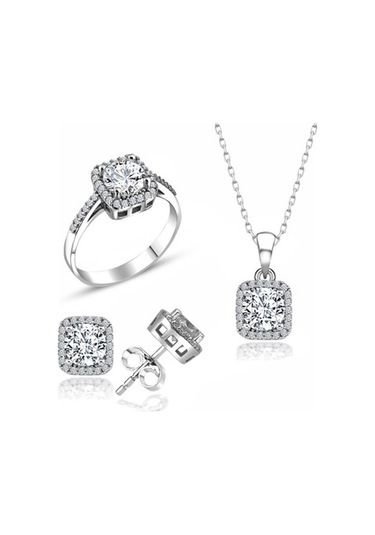 Sertifikalı 2.00 Baget Swarovski Taşlı 925 Gümüş Set Takım