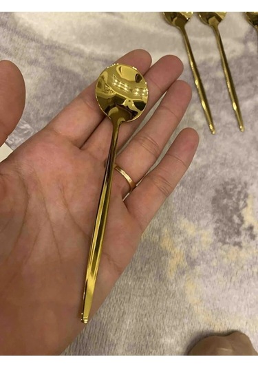 Büro Ev Ofis Mutfağı İçin 6adet Çelik Golden Titanyum Kaplı Çay Kaşığı Seti Diğer