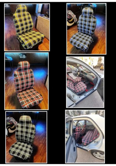 Ekose Desen Oto Servis Kılıf Takımı %100 Pamuk Yerli Kumaş