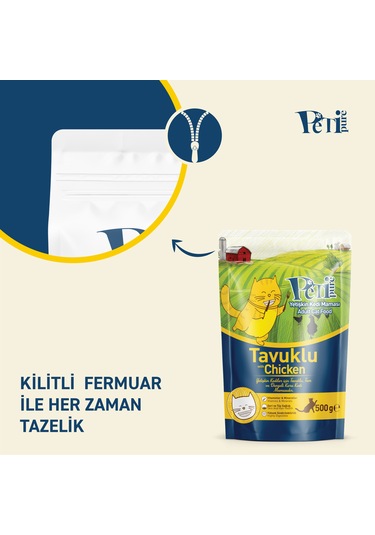 Petipure Tavuklu Kuru Yetişkin Kedi Maması 500 G