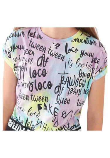 Kız Çocuk Future Yazılı Crop Tişört Zincir Detay Şortlu Takım Lila